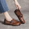 Johnature Round Toe Soft Soled Flat Shoes Casual Genuine Leather Loafers Versatile Women's Slip-on Shoes