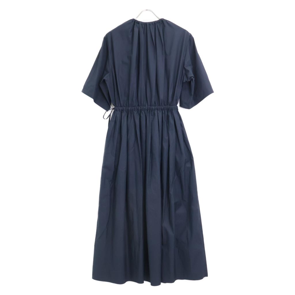 DRAWER 6526-299-1409 Navy Gathered Short Sleeve Dress Dress 36 NavyUsed