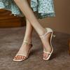 Women's Sandals 2026 Sexy Square Head Strap High Heels Basic Shoes Casual Party Pumps Female Fashion Summer