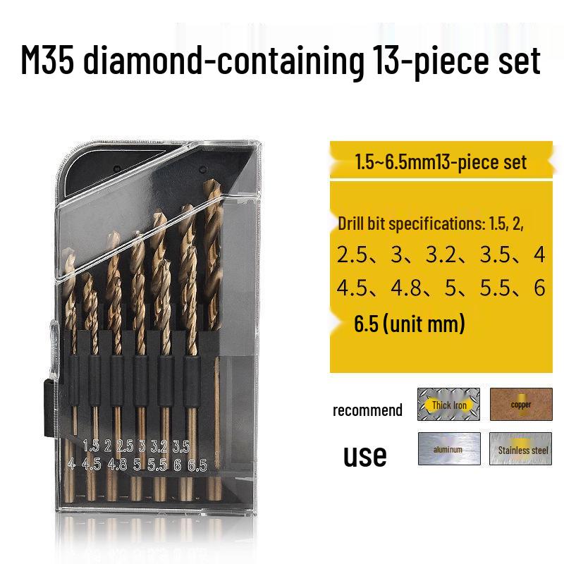 Cobalt-Enhanced Extended Length Twist Drill Bit Set - Super Hard Stainless Steel Alloy, 4.2mm.