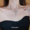 Water Drop Diamond Stud Earrings Necklace Light Luxury Fashion Pendant Collarbone Chain Internet Celebrity High Sense Jewelry Women