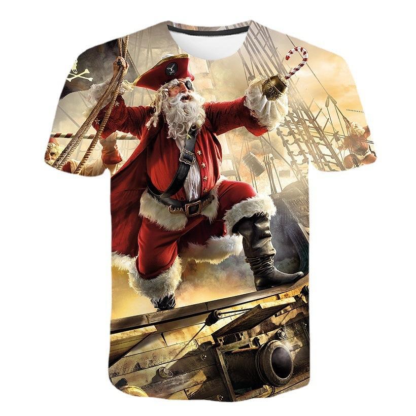 New Short Sleeved Christmas 3D Digital Printed Santa Claus Men's Fashion Creative Comfortable T-shirt
