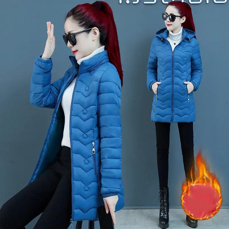 

Женская осенне-зимняя теплая куртка с длинным рукавом, с капюшоном, для среднего возраста, больших размеров, приталенная, с хлопковой подкладкой, топы XL