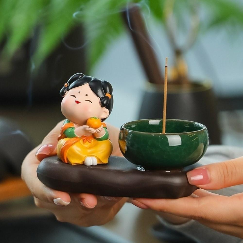 Tang Dynasty Lady Ceramic Incense Stick Holder Creative Aromatherapy Base  Housewarming Gift
