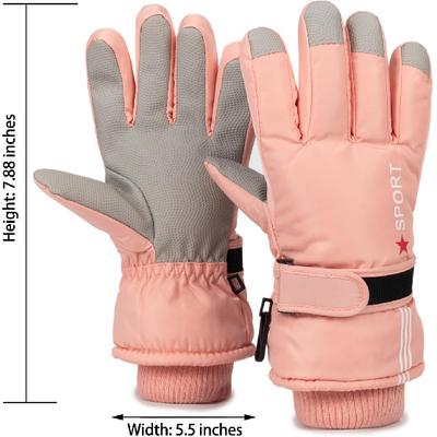 Winter-Ski-Gloves for Kids - Waterproof Warm Snow Gloves Cold-Weather Non-Slip for Skiing-Snowboarding Outdoor Sports