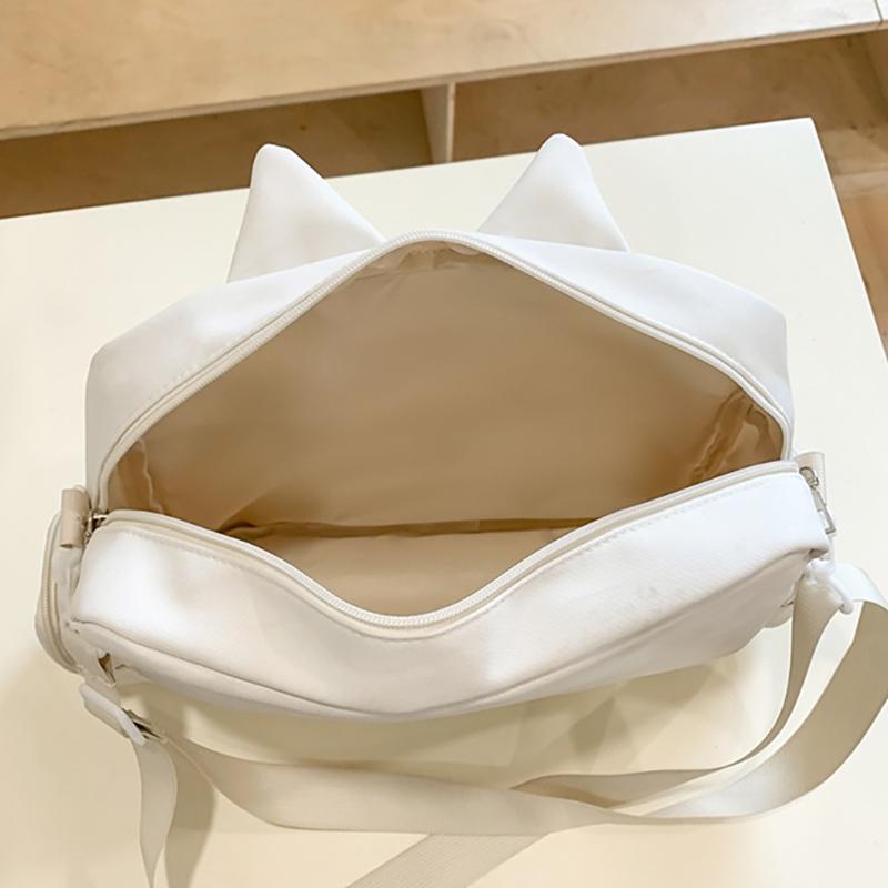 Roztomilá průhledná taška přes rameno s kočkou Velkokapacitní studentská crossbody taška Anime plátěná taška