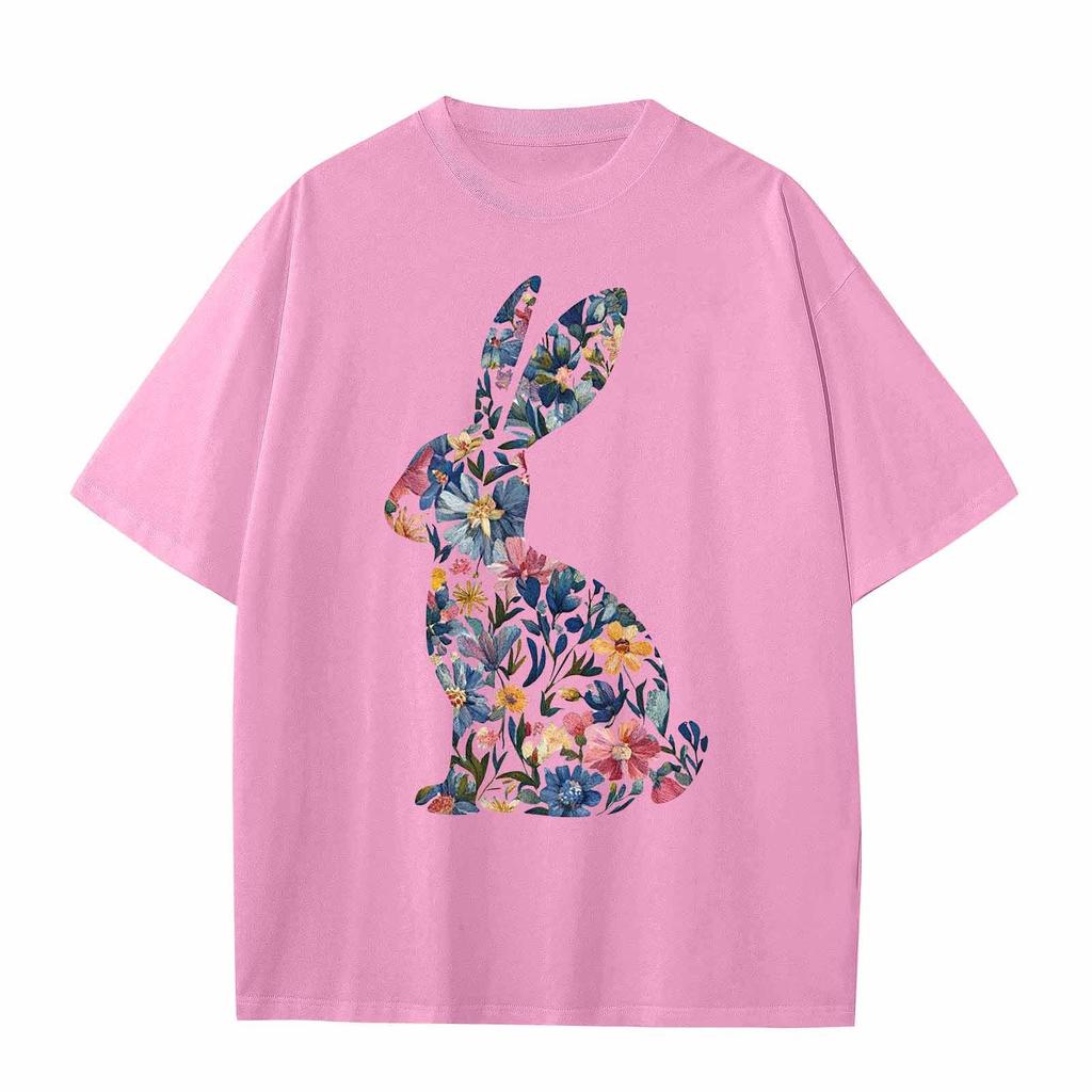Boys And Girls Casual Loose Easter Print T-Shirt Round Neck Pullover Short Sleeve Top