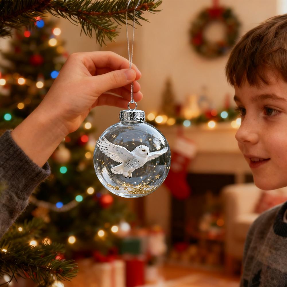 2025 Clear Plastic Birds Christmas Ball Ornament Xmas Tree Memorial Gifts For Holiday Indoor Home Party Decoration