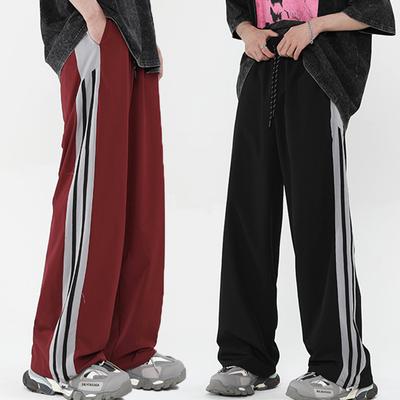 Men's Striped Pants Straight Wide Leg Trousers High Street Loose Casual Trousers  Fashion Men Clothing