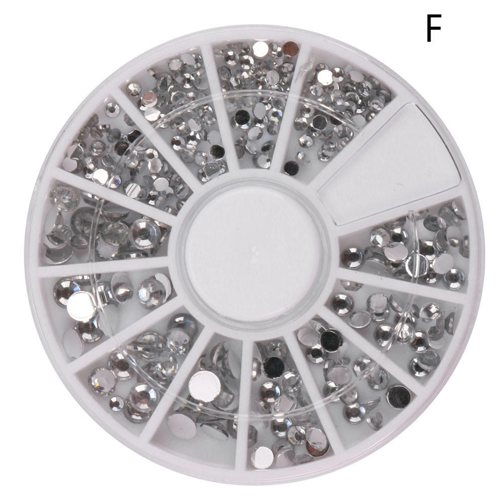 1 Box Colour Steel Bead 3D Round Nail Studs Nail Rhinestone  Decoration