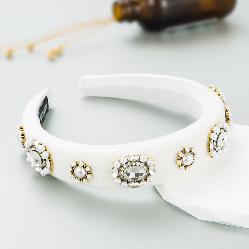 Damen Haarband Feeling Vintage Glas Kristall Perle Breite Kante Haarnadel Shampoo Kopfbedeckung