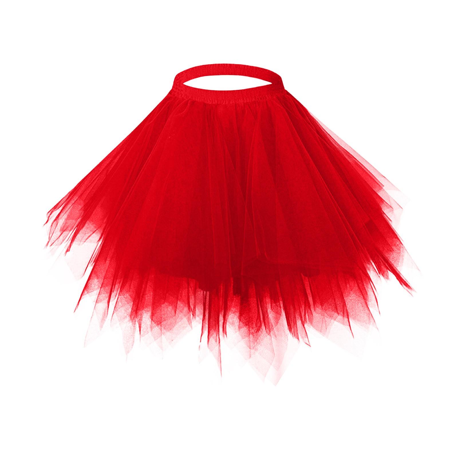 

Женская повседневная однотонная сетчатая юбка-юбка принцесса юбка полуюбка юбка One Size красный