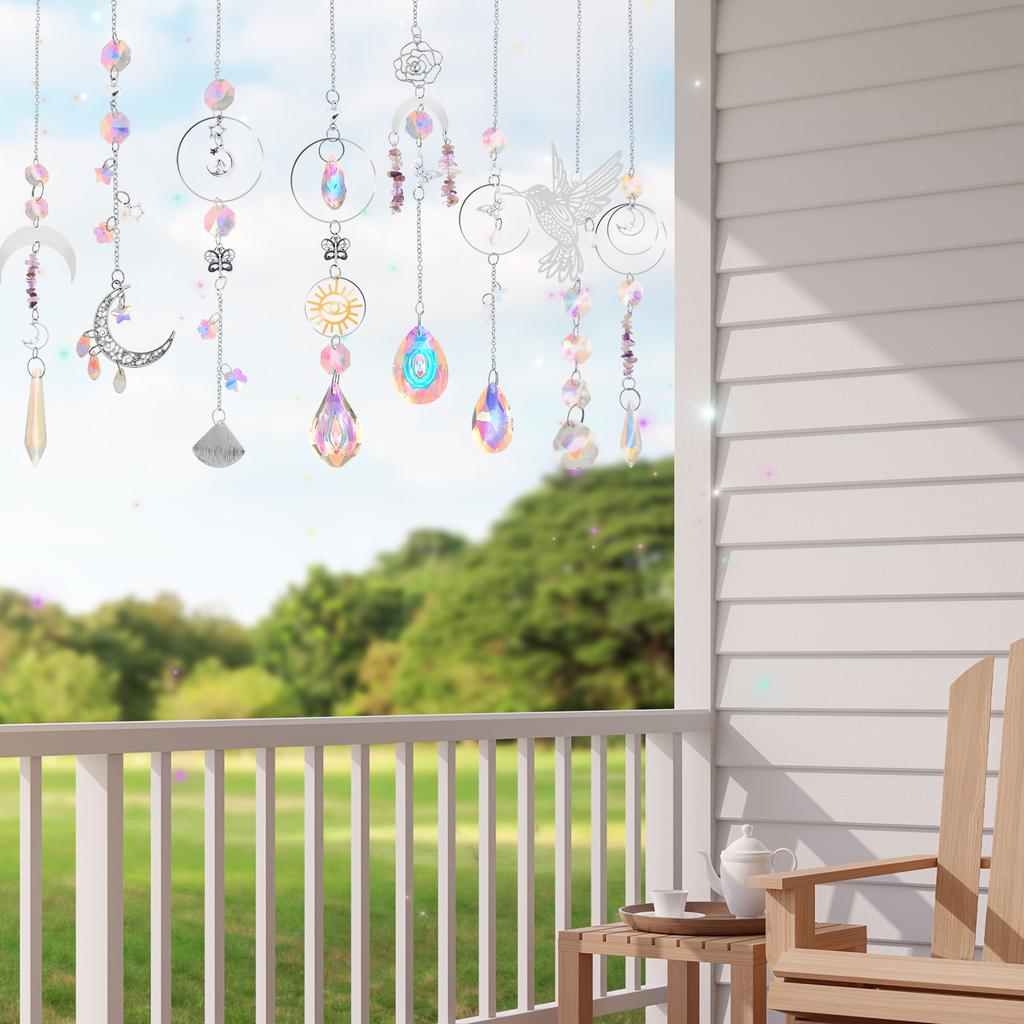 Hanging Crystal Pendant Garden DIY Suncatcher Kits Wind Chimes Rainbow Prism Crystal Chain Home Decorations Garden Sunny Catcher