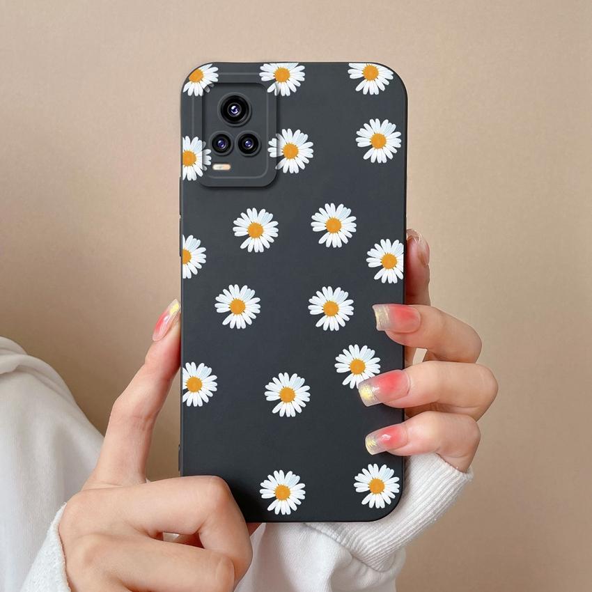 For Vivo S16 Y77 S19 S10 V17 V20 Y75 Phone Case Sunflower Petals Pattern Liquid Silicone Shockproof Protective Soft Back Cover For Vivo Bumper Housing