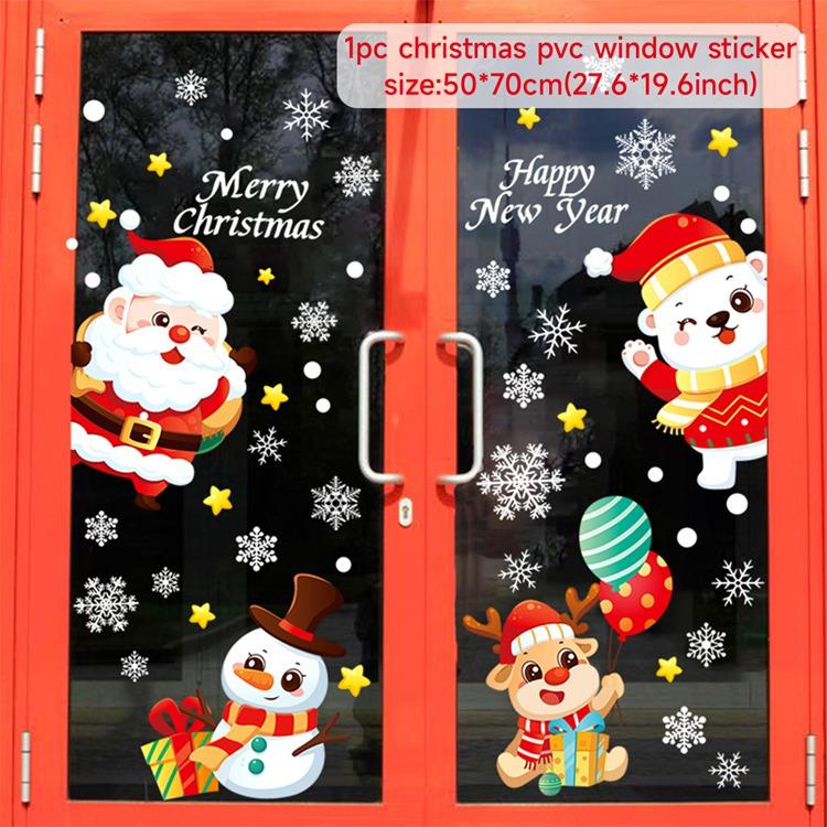 Cartoon Christmas Window Glass Stickers 2025 Christmas Decoration for Home Living Room Wall Decor 2025 Happy New Year Stickers