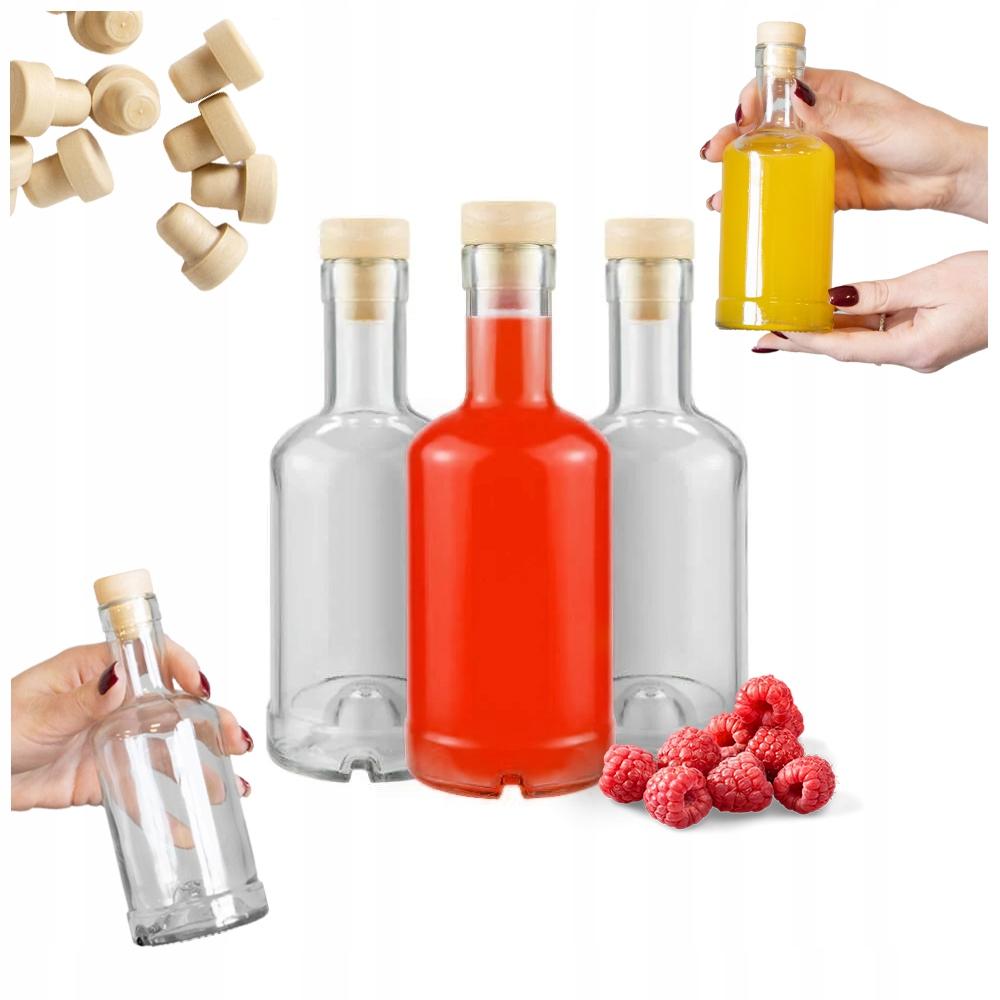 Tadek Glass Bottle 250ml For Liqueurs Alcohol Juice With Cork