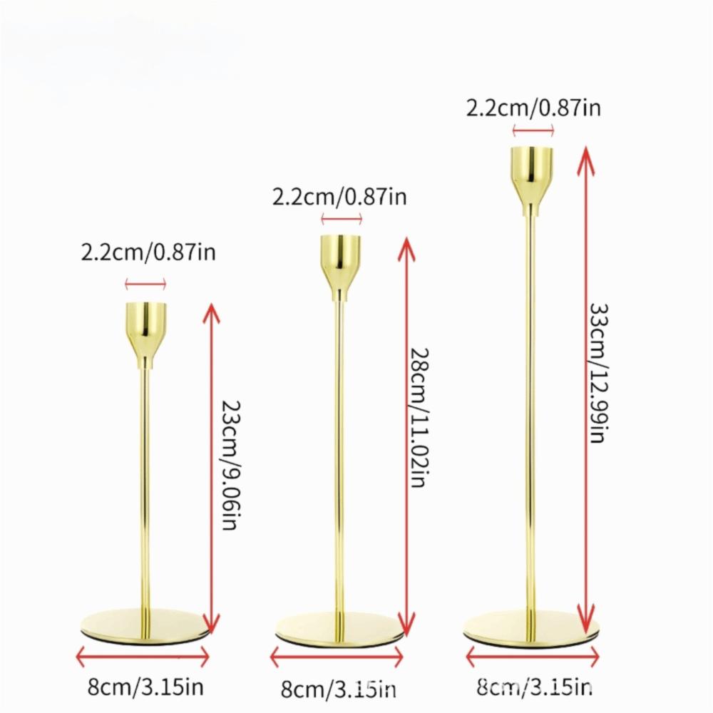3Pcs/Set Metal Candle Holders Vintage Easy To Use Taper Candle Holders Elegant Metal Candle Stand Wedding Decor