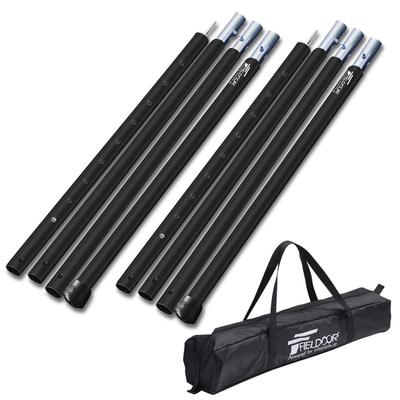 FIELDOOR Aluminium-Zeltstangen 2er-Set mit Aufbewahrung Passend für große Tarps und Baumwoll-Tarp Ideal für Camping (Tasche, Schwarz) - Verstellbar, 4-teiliges Set,
