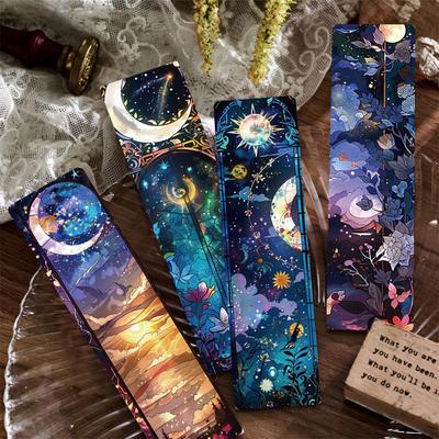 24 Colored Glass Art Paper Bookmarks, Student Novels, Textbooks, Decoration Cards, Reading Book Annotations, Small Cards