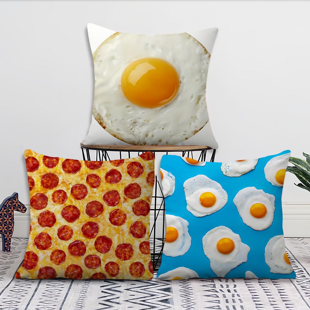 Funny Food Fried Egg Pizza Waffle cushion Living Room Bedroom Headboard Backrest Cushion Square Cushion Nap Time Pillow Case