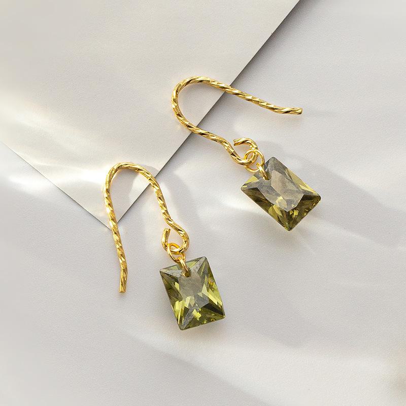 

Женские ретро-серьги Banyan Tree S925 из французского серебра с оливково-зеленым цирконием и крючками ES1928, 925 Silver оливковое зеленый