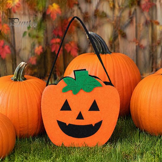 Cute Skeleton Ghost Bags Halloween Felt Candy Bag, Pumpkin Skull Cat Owl Tote for Holiday Goodie School Kids, Non Woven Trick or Treat Handbag, Party