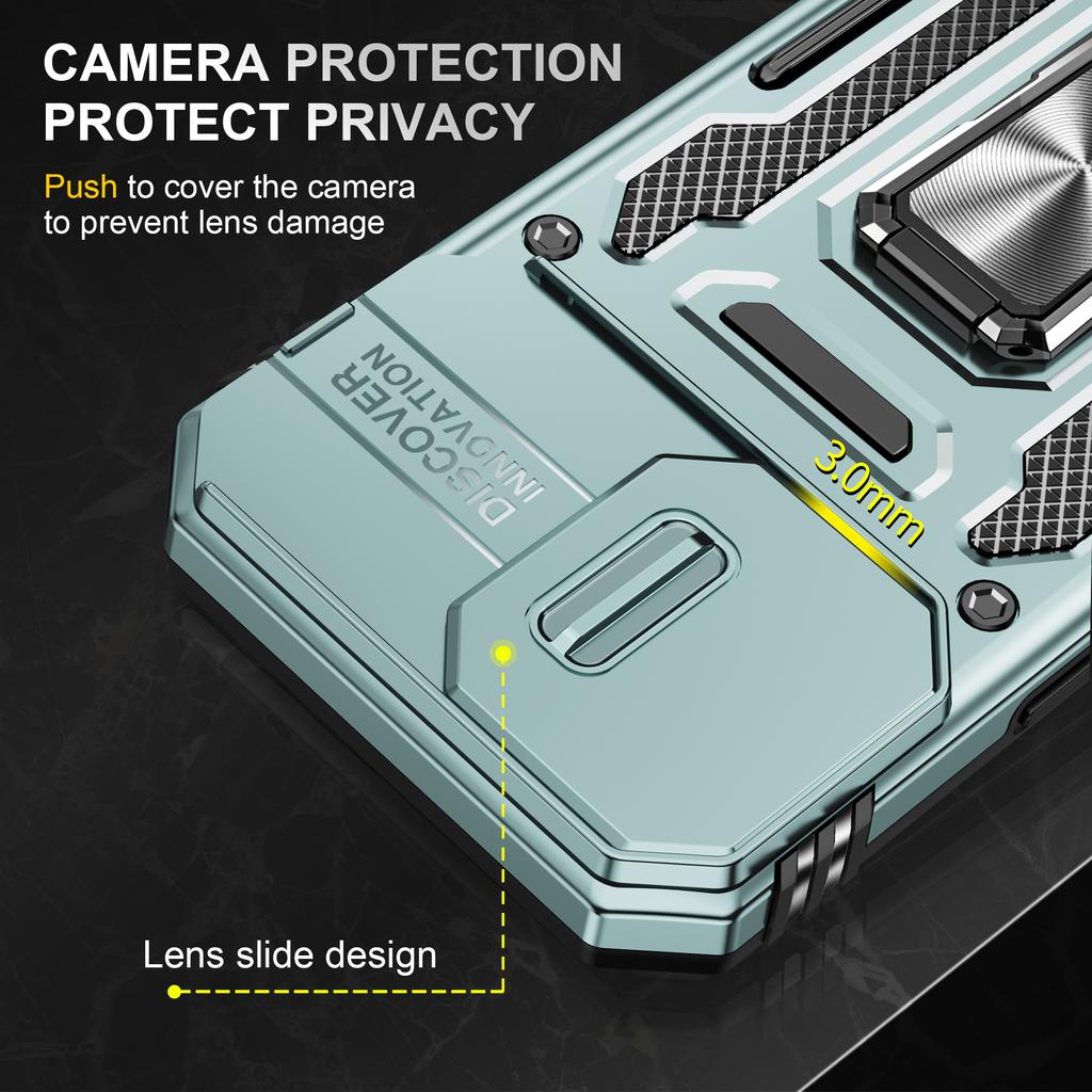 For iPhone 17 Case Kickstand Slide Lens Lid PC+TPU Drop