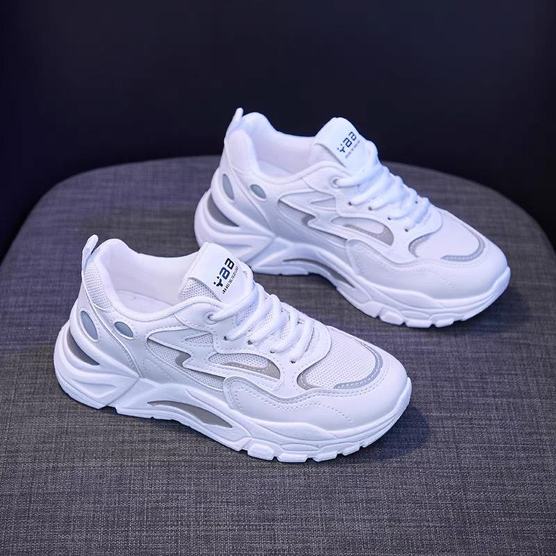 Women's Summer Mesh Sneakers: Breathable, Korean Style, Thick-Soled White Casual Dad Shoes