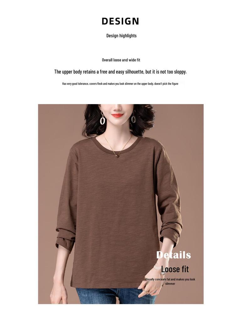 Women's Plus Size Embroidered Cotton Long-Sleeve Shirt, Loose-Fit for Middle-Aged and Elderly - Spring/Autumn Style