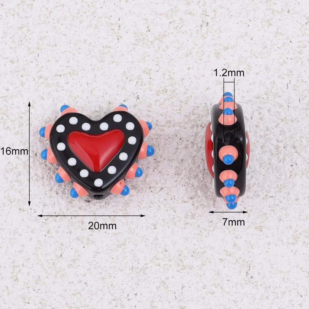 TX63 1Pcs Fun Design Sense Heart Handmade Bumpy Charm Beads Glass Spacer Texture Bead DIY Earring Bracelet Necklace Jewelry
