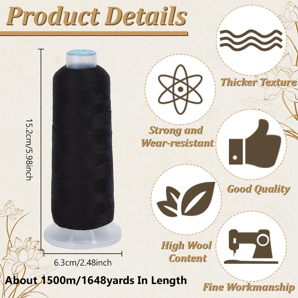 

42S/2 Wool Embroidery Thread 1500m Wool & Acrylic Fibers Embroidery Floss Hand Sewing Thread Sewing Machine Kit Needlepoint Thread for Sewing DIY