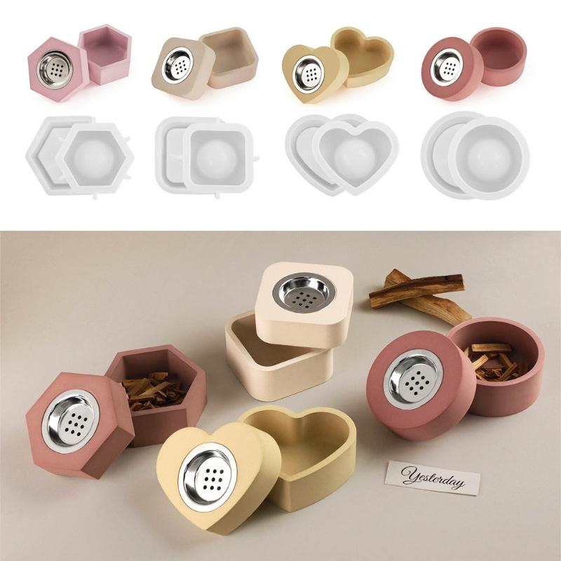4 Sets Resin Case Molds Epoxy Resin Casting Molds for DIY Incenses Cone Holder