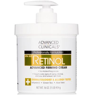[Producto Oficial Japonés] Crema Corporal con Retinol Advanced Clinicals, Hidratante, Gran Capacidad, 454g