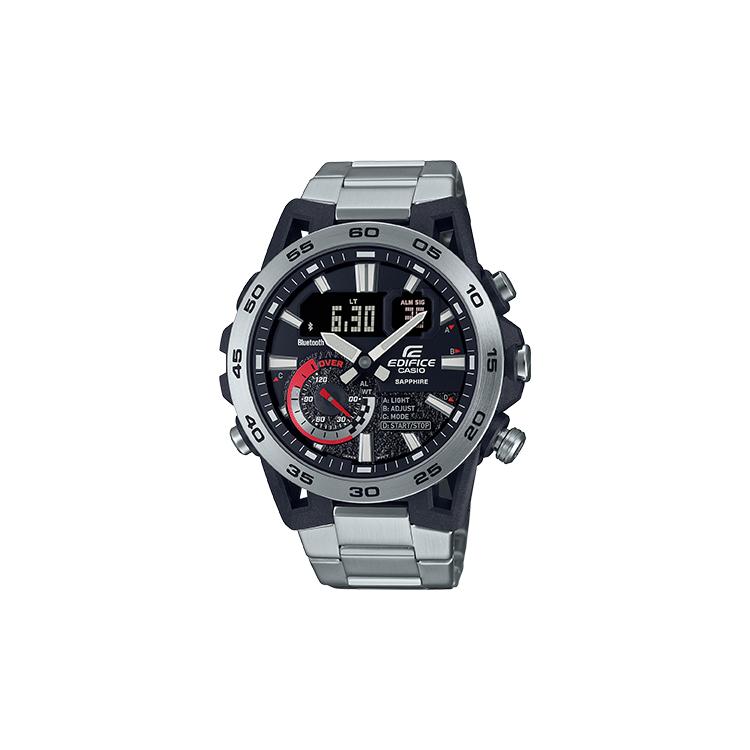 CASIO EDIFICE Quartz Movement Stainless Steel Strap Watch Men s Watches Black Dial ECB-40YD-1APR