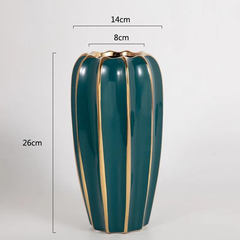 Luxury and High-end Gold Painted Ceramic Vase Flower Arrangement Simulation Living Room Decoration Home Decoration TV Cabin