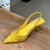 Fashion Leopard Sexy Pointed Toe High Heels Shoes Women Sandals Bow Slippers Slingback 2025 Summer Trend Dress Woman Brand Sandalias