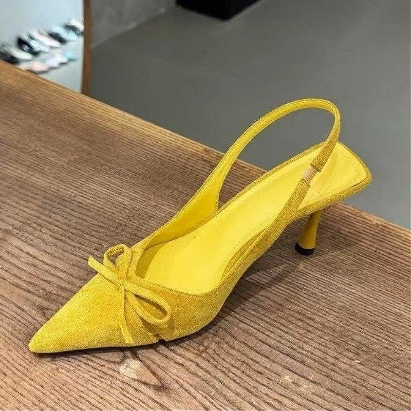 Fashion Leopard Sexy Pointed Toe High Heels Shoes Women Sandals Bow Slippers Slingback 2025 Summer Trend Dress Woman Brand Sandalias