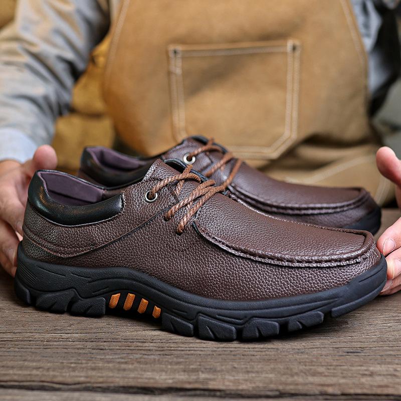 

Мужская обувь для мужчин среднего и пожилого возраста, обувь для отца, мужская повседневная обувь, уличная обувь, кожаная обувь, мужская обувь, дышащая и не вызывающая запаха, для пеших прогулок 39 коричневый