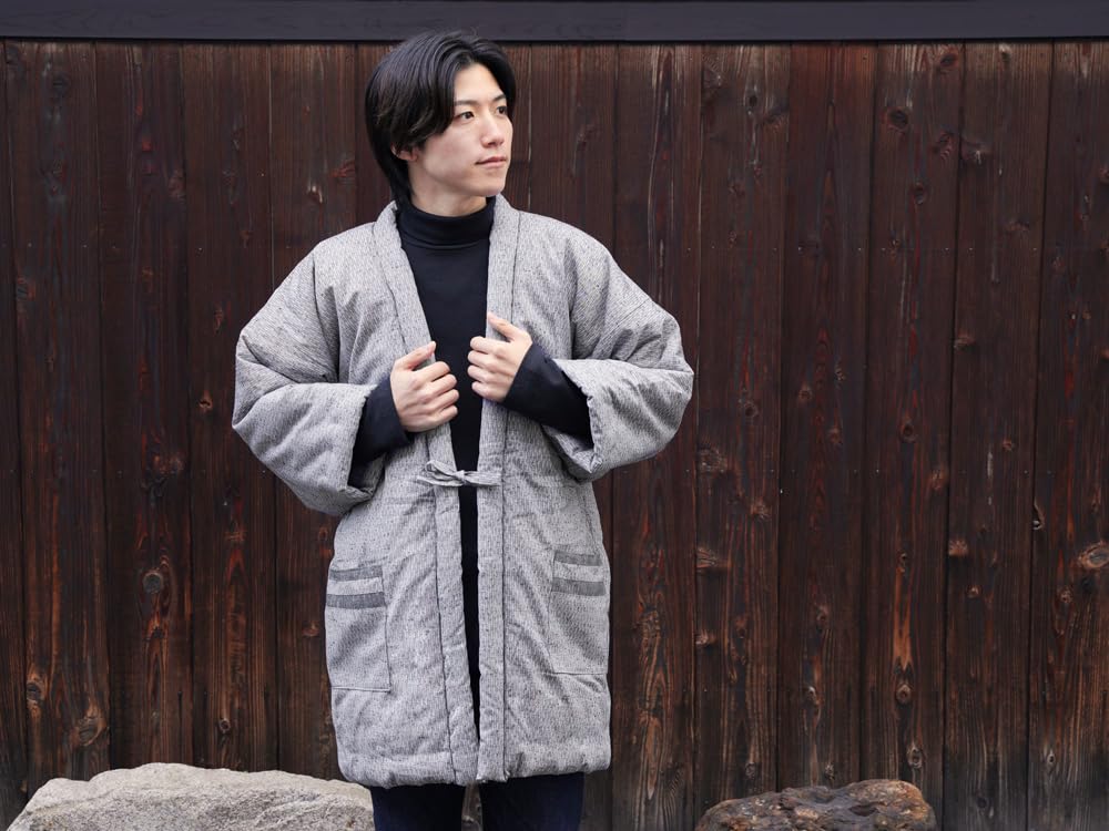 Tayutaf Hanten Plus Made in Flying Gray and Men's (Hanten), Size, Japan, Winter, Kurume, Stylish, Cotton-Filled Hanten, Gentleman's, Stylish,