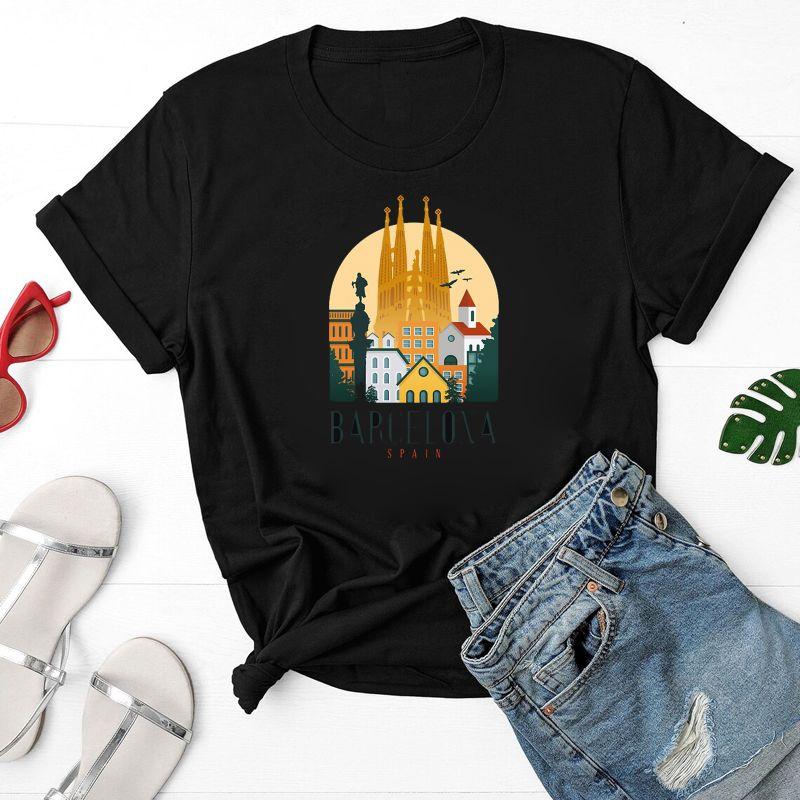 

Барселона Классическая футболка Футболки для отдыха Футболки Футболки T Мужская футболка Лето