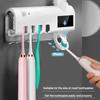 Toothbrush Sanitizer Holders with UV Rays Rechargeable Solar Power Automatic Toothpaste Dispenser Wall Mount Toothbrush Organizer