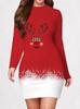 Women's Long Sleeved Tight Fitting Dress, 3D Christmas Party Mini Dress Vestidos De Mujer
