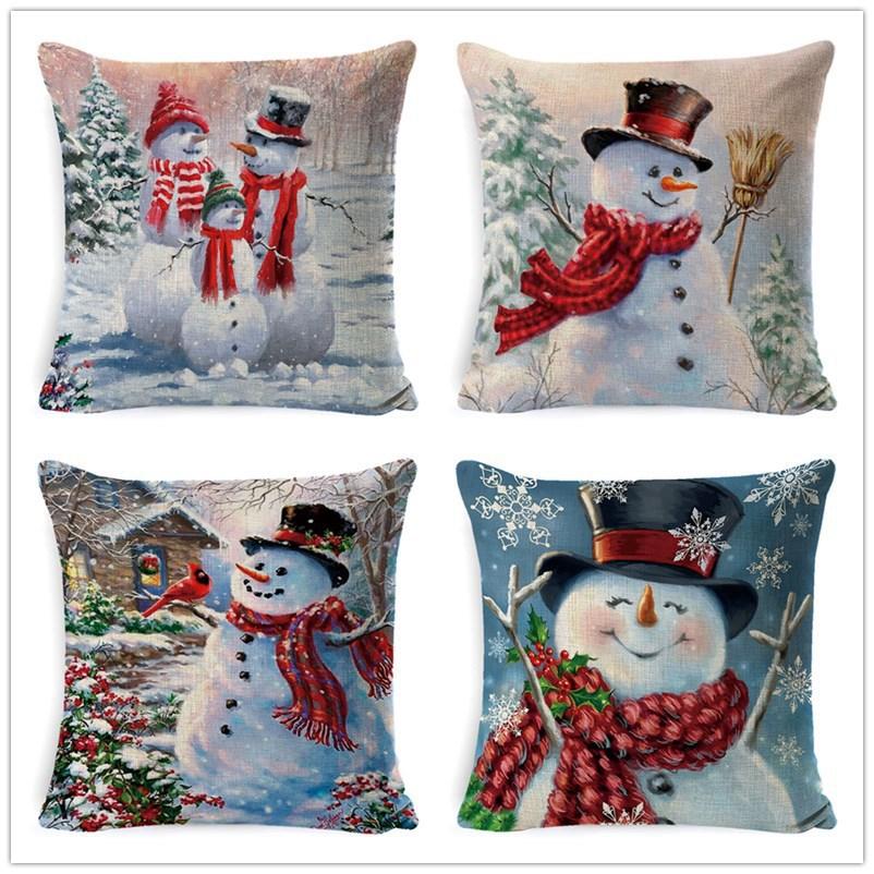 Christmas Pillow Home European Linen Sofa Cushion Cushion New Pillow Case