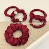 Red Color High Elasticity Small Intestine Hair Band, High-end Style Knotted Pearl Hair String Ponytail Hair Tie, Elegant Rubber Band