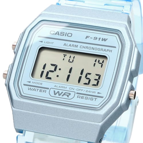 Casio CASIO Digital Watch Quartz F-91WS-2 Unisex Cheap Casio Clear Blue