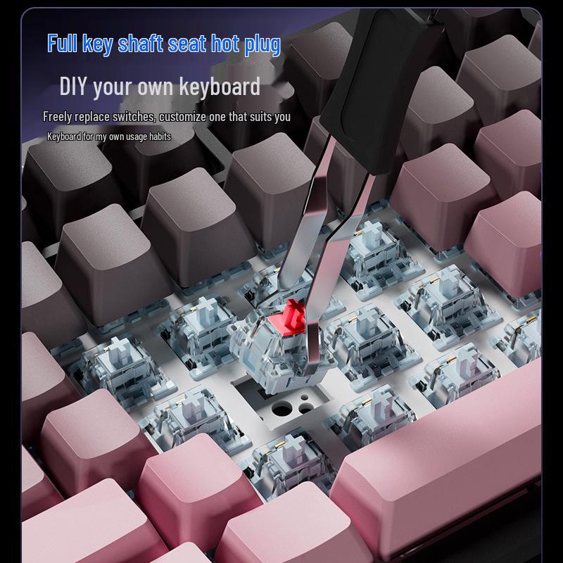 Three-Mode Wireless Mechanical Keyboard - GK75 Hot-Swappable, E-sports Gaming, Blue/Red Switch