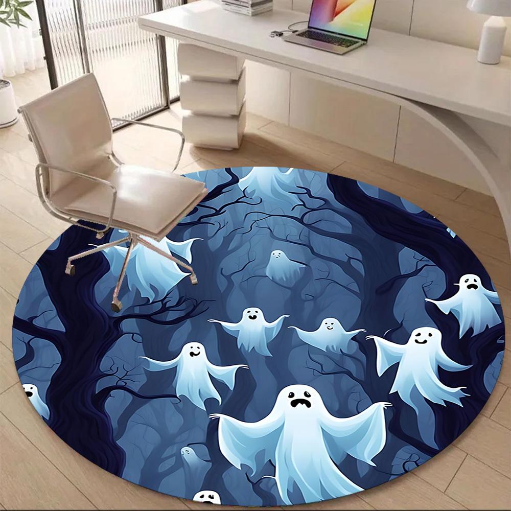 1PC Ghost Forest Office Round Area Rug, Mat Suitable For Office, Under Office Chairs Bedroom Living Room Home Decor, Room Deco