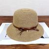 Front big and back small straw woven basin hat summer retro temperament simple bow fisherman hat children's sunshade straw hat