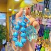 Keychain Strong Load-Bearing Macaron Color Beads Key Chain with Glitter Cicada Pendant Portable Anti-Lost Mobile Phone Chain Bag Hanger