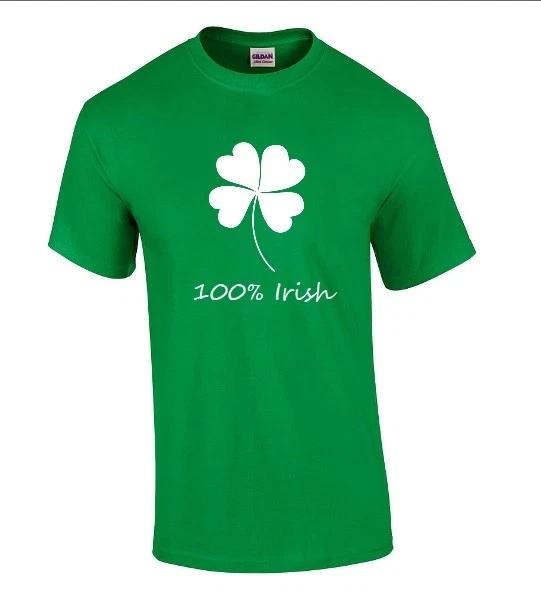 100% Irish White Four Leaf Clover Green T-Shirt Saint Patrick s Day Shirt S-5XL XL